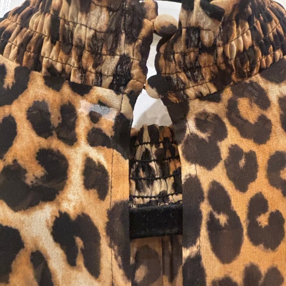 Express Brown and Black Leopard Print Blouse with Tie Front - Picture 3 of 5